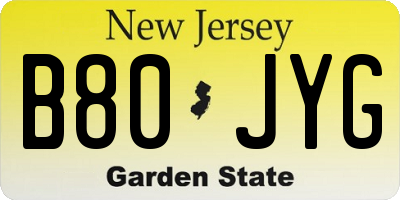 NJ license plate B80JYG