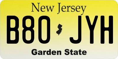 NJ license plate B80JYH
