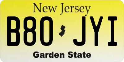 NJ license plate B80JYI
