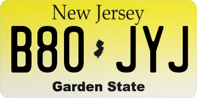 NJ license plate B80JYJ