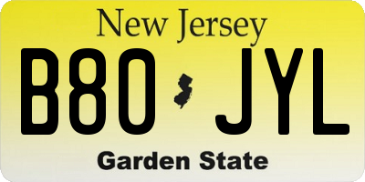 NJ license plate B80JYL