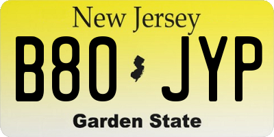 NJ license plate B80JYP
