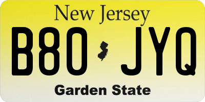 NJ license plate B80JYQ
