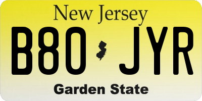 NJ license plate B80JYR