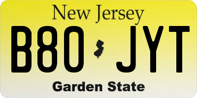 NJ license plate B80JYT