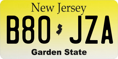 NJ license plate B80JZA
