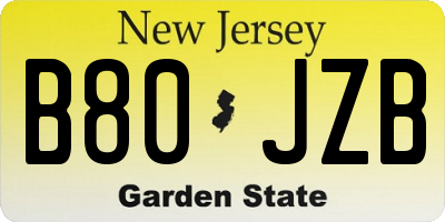 NJ license plate B80JZB