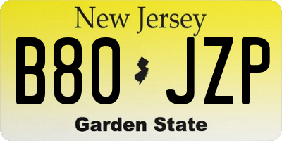 NJ license plate B80JZP