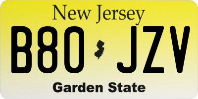 NJ license plate B80JZV