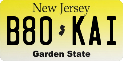 NJ license plate B80KAI