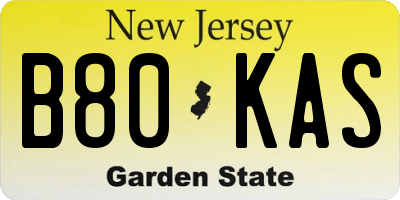 NJ license plate B80KAS