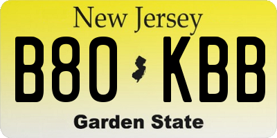NJ license plate B80KBB