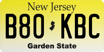 NJ license plate B80KBC