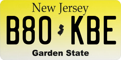 NJ license plate B80KBE