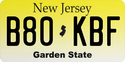 NJ license plate B80KBF