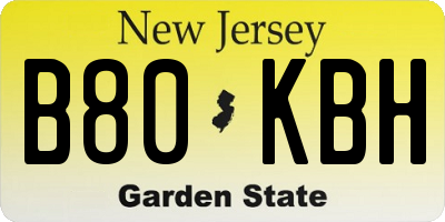NJ license plate B80KBH