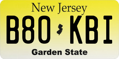 NJ license plate B80KBI