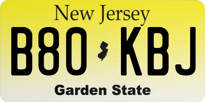 NJ license plate B80KBJ