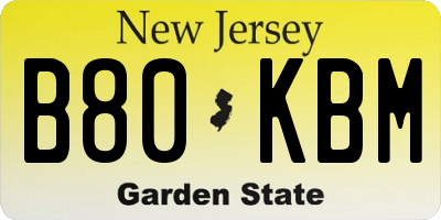 NJ license plate B80KBM