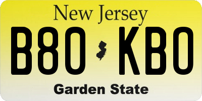 NJ license plate B80KBO