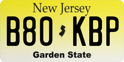 NJ license plate B80KBP