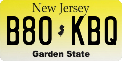 NJ license plate B80KBQ