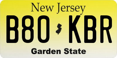 NJ license plate B80KBR