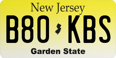 NJ license plate B80KBS