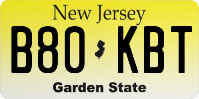 NJ license plate B80KBT