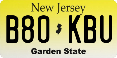 NJ license plate B80KBU