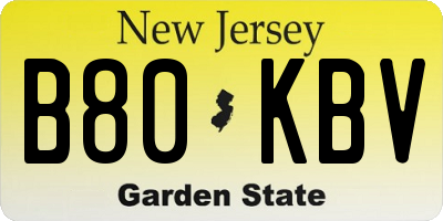 NJ license plate B80KBV