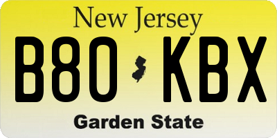 NJ license plate B80KBX