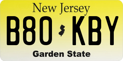 NJ license plate B80KBY