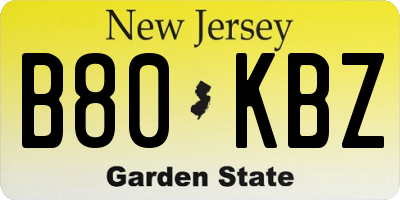 NJ license plate B80KBZ