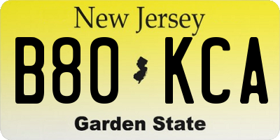 NJ license plate B80KCA