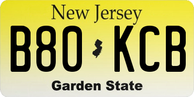 NJ license plate B80KCB