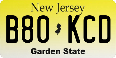 NJ license plate B80KCD