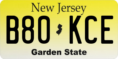 NJ license plate B80KCE