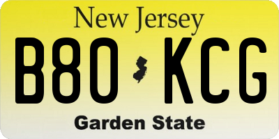 NJ license plate B80KCG