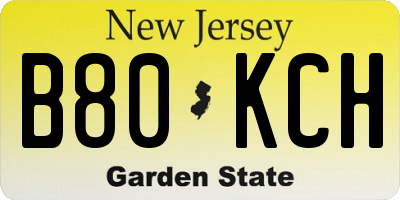 NJ license plate B80KCH