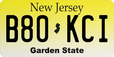 NJ license plate B80KCI