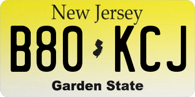 NJ license plate B80KCJ