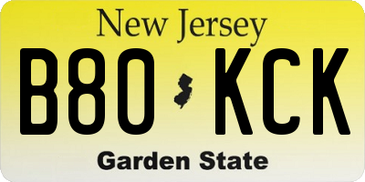 NJ license plate B80KCK