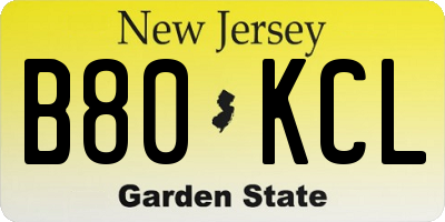 NJ license plate B80KCL