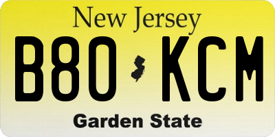NJ license plate B80KCM