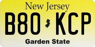 NJ license plate B80KCP