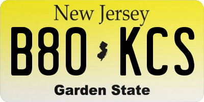 NJ license plate B80KCS