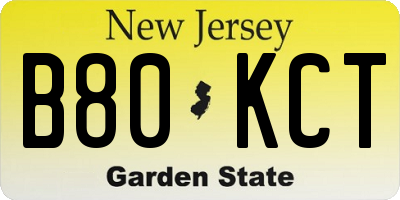 NJ license plate B80KCT