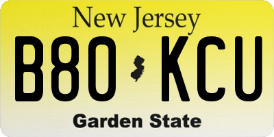 NJ license plate B80KCU