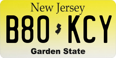 NJ license plate B80KCY